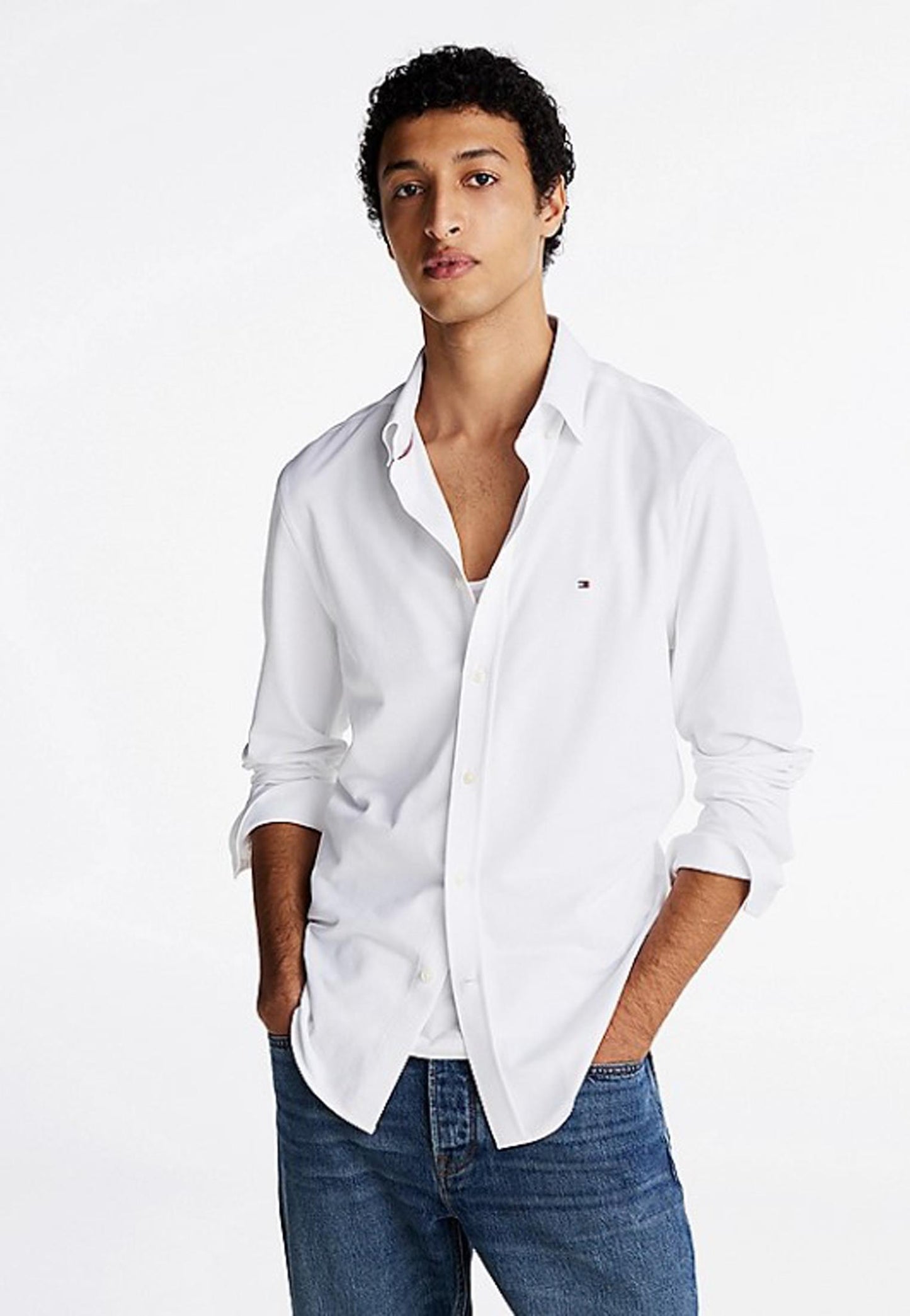 Camicia slim fit bianca cotone Tommy Hilfiger P25