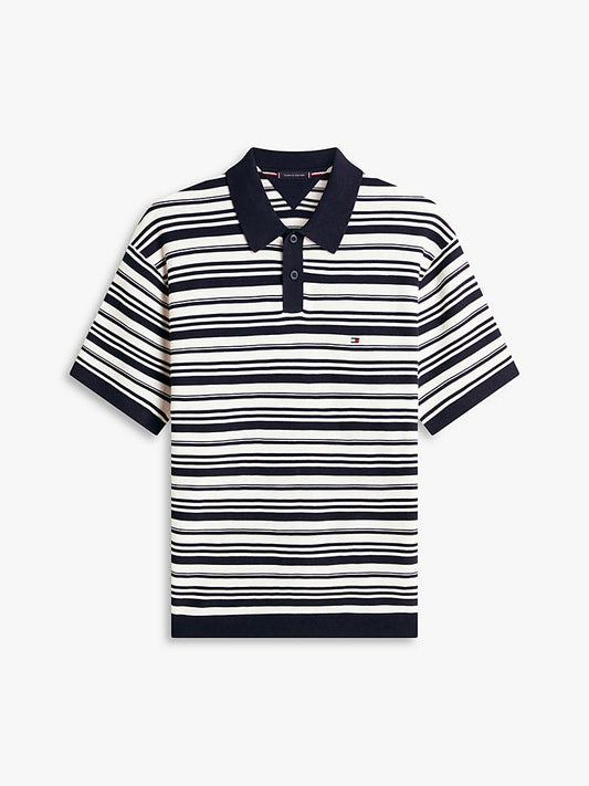 Polo a righe blu cotone relaxed fit in maglia Tommy Hilfiger P26 MW0MW427950A5 0A50A5 TOMMY HILFIGER 