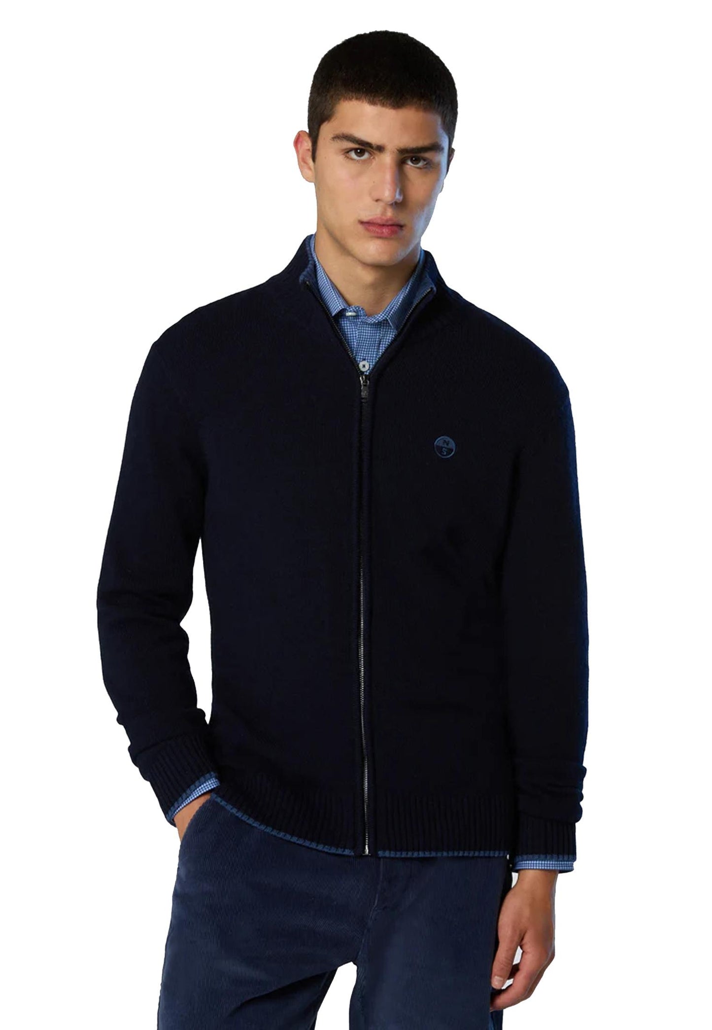 Maglione Cardigan full zip blu misto cashmere lana North Sails A25 699154 08020802 NORTH SAILS 