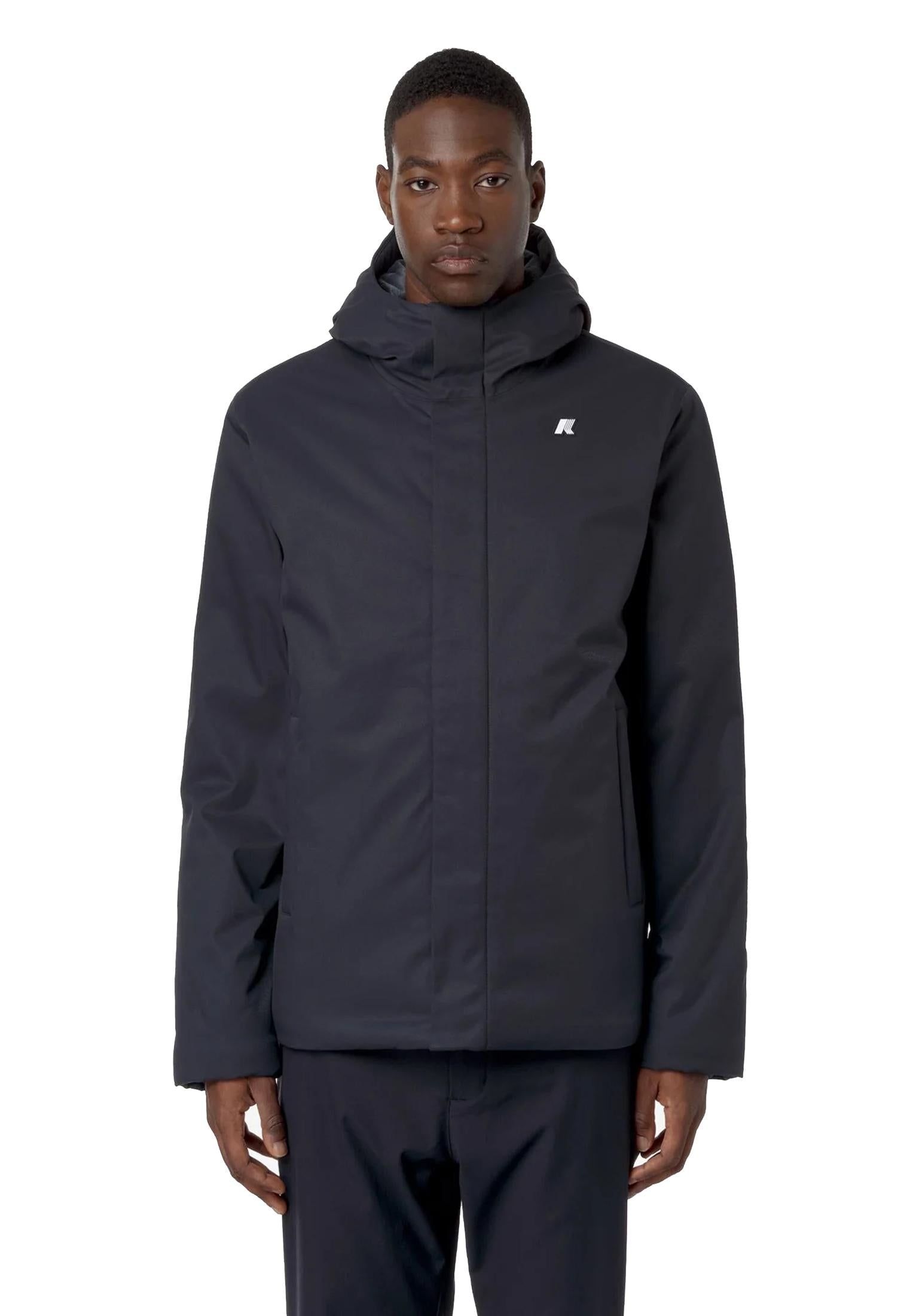 Giacca con cappuccio blu Impermeabile Jacko Twill Marmotta K-Way A25 K8133DW AL9AL9 K-WAY 
