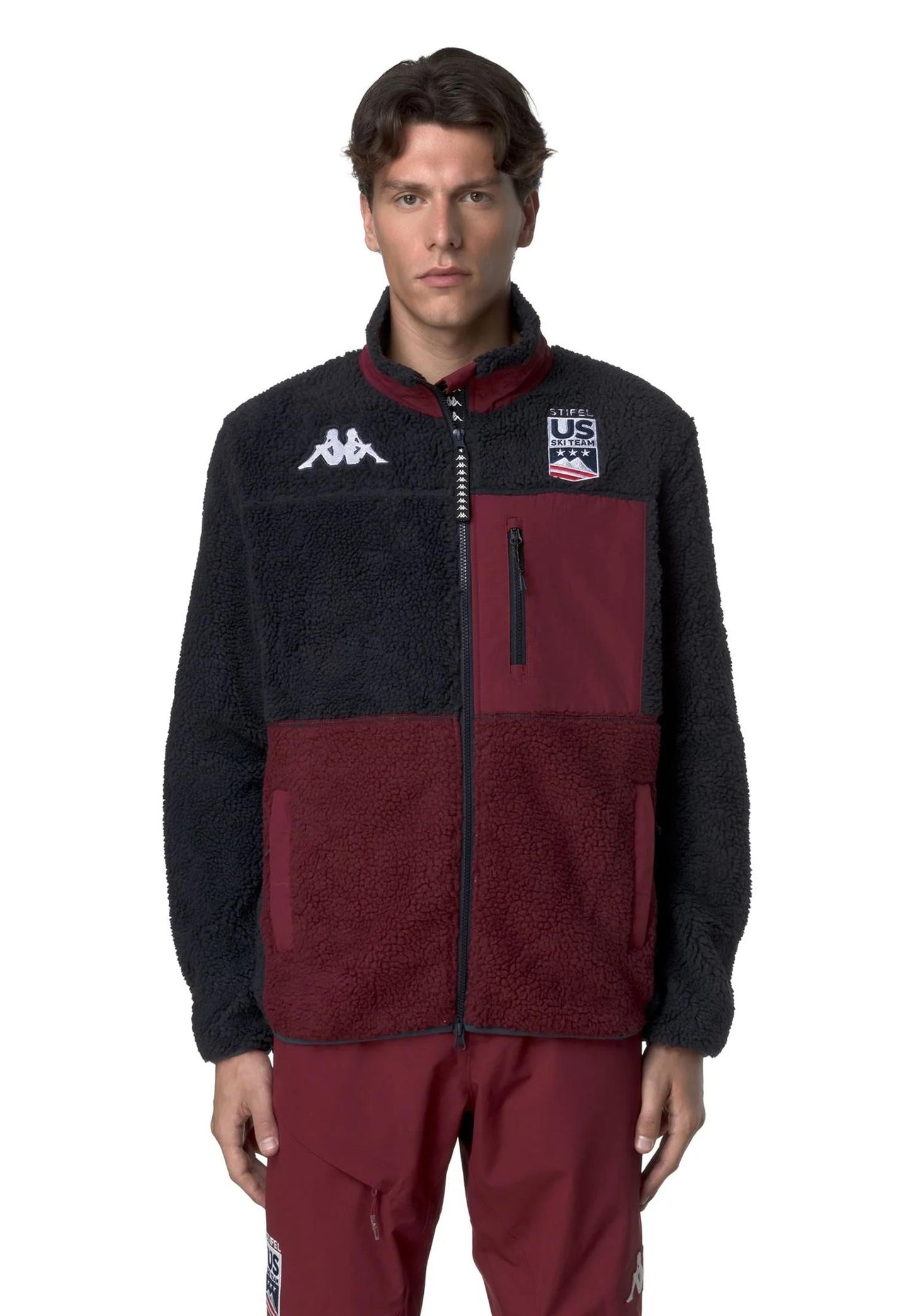 Felpa pile unisex blu rosso sci 326 US Kappa A25 351Z1QW A05A05 KAPPA SKI 