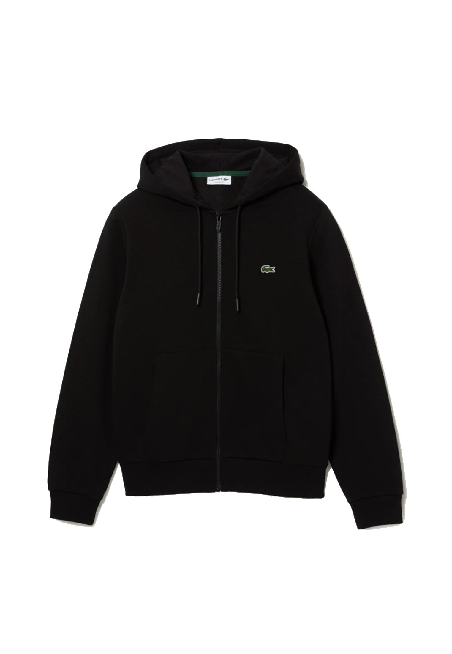 Felpa con cappuccio nera in pile full zip Lacoste A25 SH9626 031031 LACOSTE 