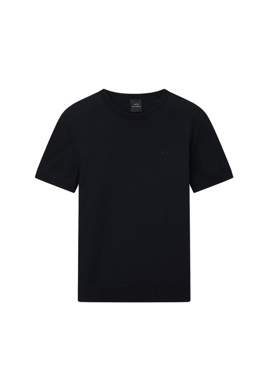 T-shirt nera in maglia cotone maniche corte girocollo Armani Exchange P26 8NZM5C ZM3JZ 12001200 ARMANI EXCHANGE 