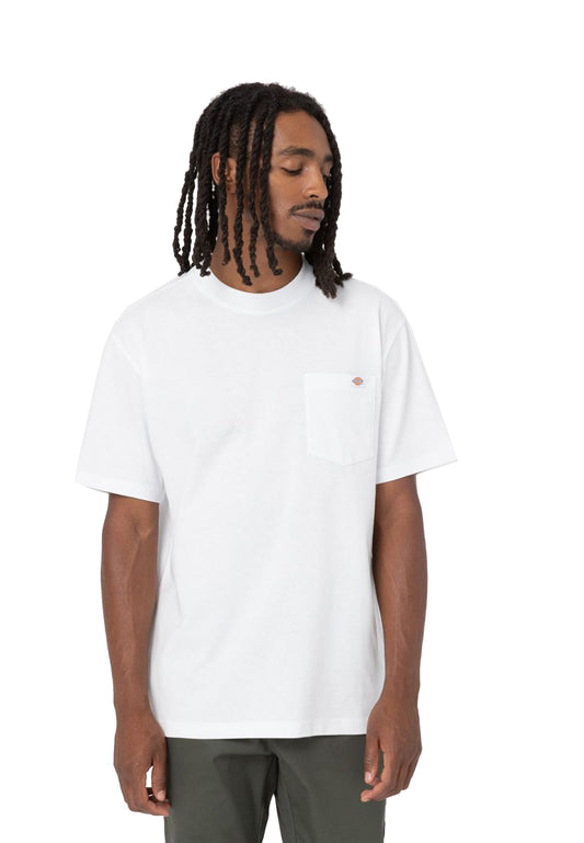 Luray Crew Neck White T-Shirt With Short Sleeves With Dickies Pocket A23