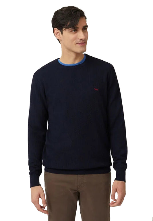Maglione pullover girocollo lana logo 3d blu navy Harmont&Blaine A23