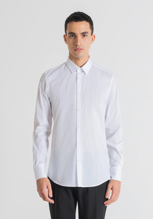 Antony Morato "Milano" Super Slim Fit Shirt In Cool Stretch Cotton Blend Poplin