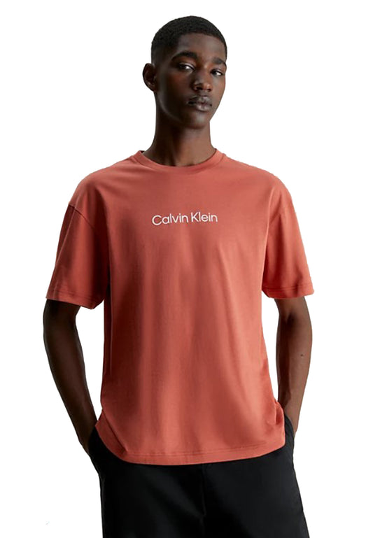 T-shirt girocollo cotone salmone Calvin Klein P24